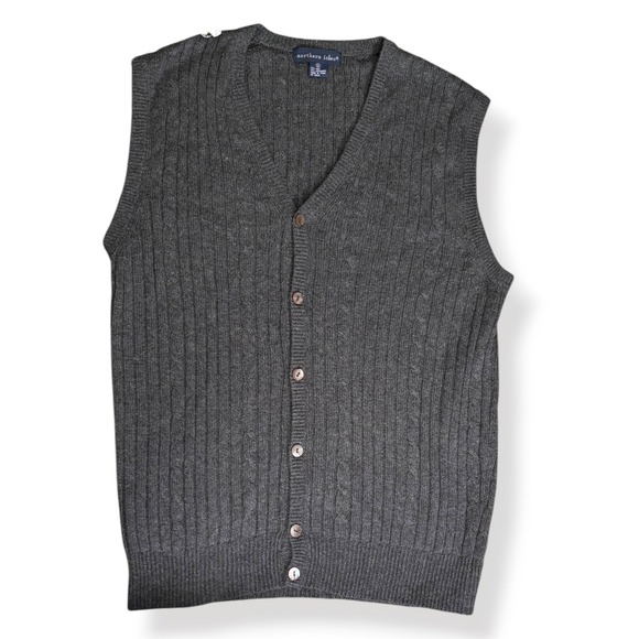 Other - Vintage Gray Silk Cashmere Cable Knit Button Front Cardigan Vest Lightweight